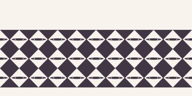 El çizilmiş çiçek mozaik karo şekiller sınır. Tekrareden jeo çiçek arka plan. Tek renkli yüzey tasarımı tekstil afiş kenar. Modern papatya siyah beyaz kurdele döşeme. Dikişsiz vektör papatya washi bant.