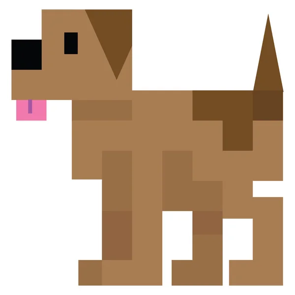 可爱的8位宠物狗矢量插图 比格尔品种像素艺术 — 图库矢量图片