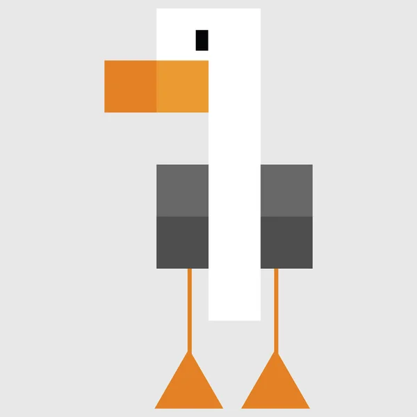 Sevimli Bit Martı Piksel Illüstrasyon Retro Deniz Kuşu Oyunu Clipart — Stok Vektör