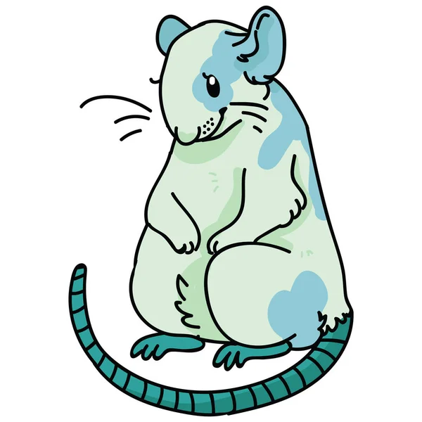 Cute Neo Mint Zielony Szczur Ilustracji Las Gryzoni Clipartów — Wektor stockowy