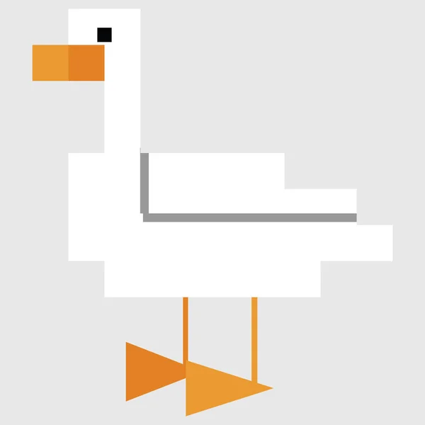 Illustration Vectorielle Oie Bits Mignonne Clipart Pixel Oiseau Ferme — Image vectorielle