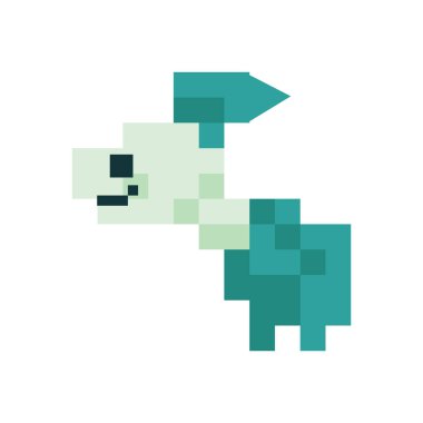 Sevimli neo nane yeşili 8 bit japon balığı vektör illüstrasyon. Sealife piksel clipart. 