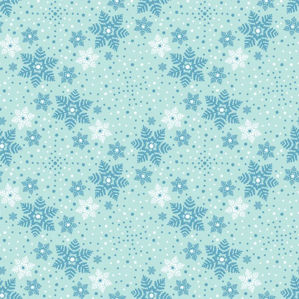 手绘抽象的冬季雪花图案 时尚的水晶星 冰蓝色背景 优雅简单的假期各地打印 节日礼品包装纸 Yule 无缝矢量色板 — 图库矢量图片