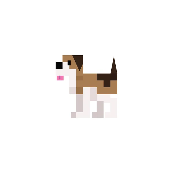 かわいい8ビットペットビーグル犬ベクトルイラスト スパニエルペット子犬ピクセルアート — ストックベクタ