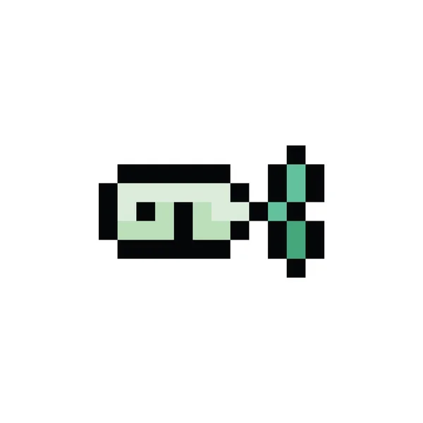Bonito Bit Minúsculo Neo Hortelã Verde Peixe Vetor Ilustração Pixel — Vetor de Stock