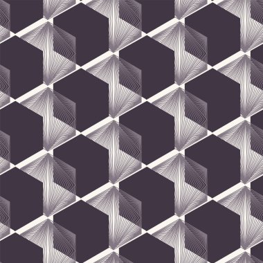 Dikişsiz vektör deseni. Linocut altıgen yorgan şekilleri. Geometrik karo arka planı yineleme. Tek renkli yüzey tasarımı tekstil swatch. Modern siyah beyaz duvar kağıdı, hipster baskı her yerinde minimal