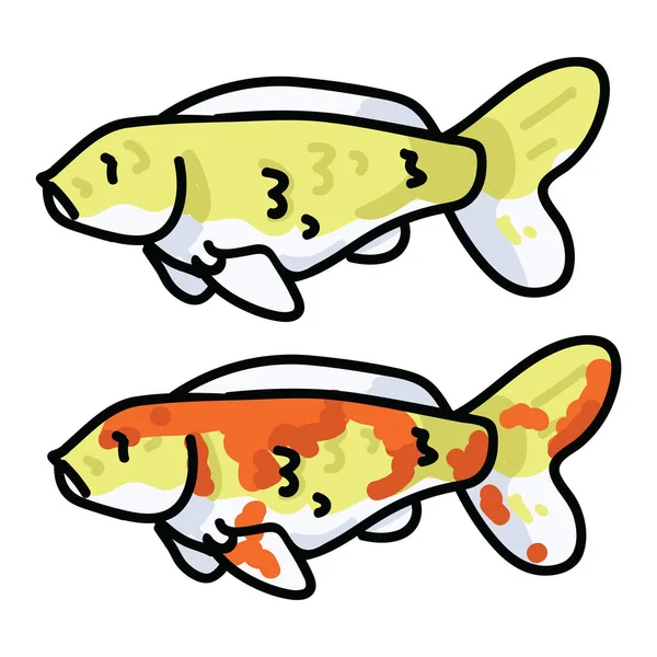 Roztomilá dekorativní ilustrace na Koi Fish. Životní kliparty z orientálního mořského rybníka. — Stockový vektor