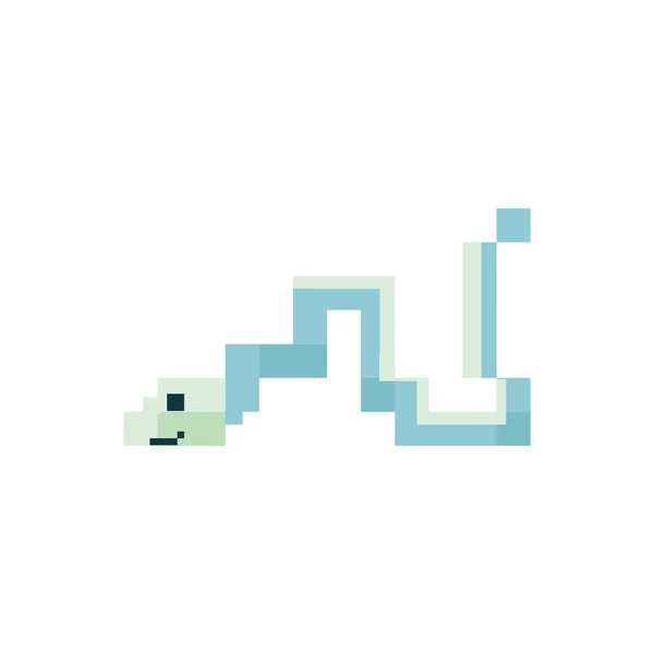Cute neo mint green 8 bit ribbon eel vector illustration. Sealife pixel clipart. — Stock Vector