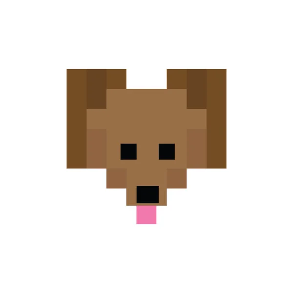 Lindo 8 bit perro perro cara vector ilustración. Pixel mascota clipart . — Archivo Imágenes Vectoriales