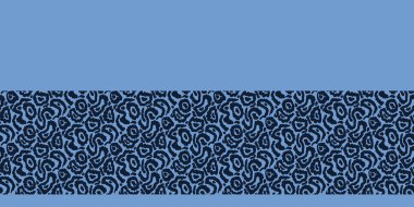 Indigo mavi soyut stilize hayvan derisi sınır deseni. Doku arka planını yineleme. Tek renkli yüzey tasarımı tekstil kenar. Zebra Zürafa kamuflaj moda kumaş kurdele döşeme. Dikişsiz vektör