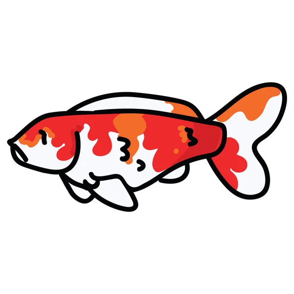 귀여운 장식 잉어 물고기 벡터 일러스트 레이션입니다. 오렌지, 연못, 생활 클립 아트. — 스톡 벡터