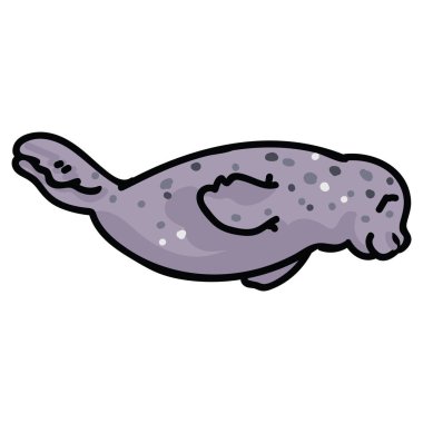 Sevimli el çizilmiş deniz aslanı vektör. Okyanus yaban hayatı clipart. 