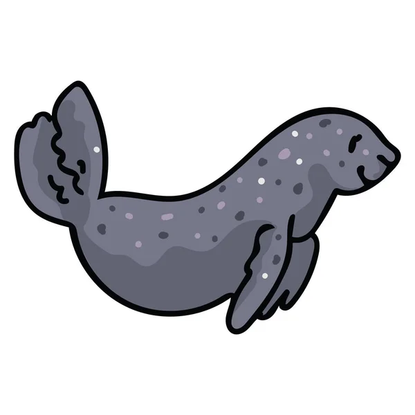 Cute Swimming Seal Ocean Animal Life Clipart — Stock Vector