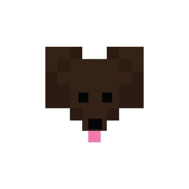 Sevimli 8 bit spaniel köpek yüz vektör illüstrasyon. Piksel pet clipart. 