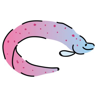 Sevimli moray e-balığı vektörü. Sualtı deniz yaşamı clipart. 
