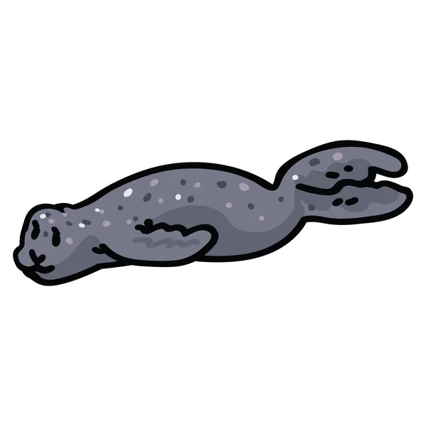 Cute dark grey swimming seal. Ocean sea life clipart. — Stock Vector