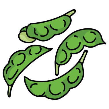 El çizilmiş edamame pods. Sevimli japon soya snack gıda clipart. 