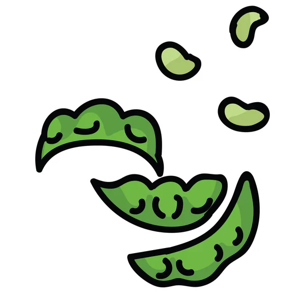 Curar as cápsulas de Edamame. Clipart de lanche de soja japonês desenhado à mão . —  Vetores de Stock