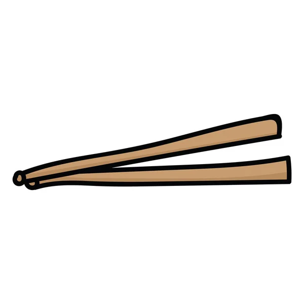 Schattig Chopstick gebruiksvoorwerp vector. Hand getekende Aziatische bestek clipart. — Stockvector