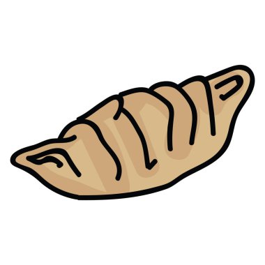 Kawaii Asya köfte illüstrasyon. El çizilmiş japon gyoza snack clipart. 