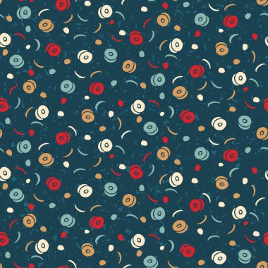 Noel geometrik polka nokta dikişsiz desen. El çizilmiş ditsy parti vektör arka plan. Festival xmas scrapbooking kağıt, yuletide baskı her yerinde. Kırmızı yeşil tatil kırtasiye illüstrasyon zemin.