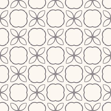 Dikişsiz desen el çizilmiş yaprakları çiçek trellis ızgara arka plan. Geometrik monokrom allover baskı. Vektör geo swatch