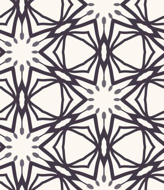 Kusursuz desen. El çizilmiş soyut kış kar taneleri. Ekru arka planda şık kristal yıldızlar. Zarif boho tatil baskı her yerinde. Şenlikli hediye ambalaj kağıt yule illüstrasyon. Vektör ve saat.