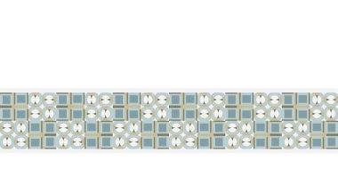 Dikişsiz vektör kenarlığı deseni. El çizilmiş kare geometrik mozaik ızgara. Modern retro afiş döşeme kenar.