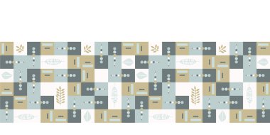 Dikişsiz vektör kenarlığı deseni. El çizilmiş kare geometrik mozaik ızgara. Modern retro afiş döşeme kenar.