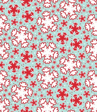 Kusursuz desen. El çizilmiş soyut kış kar taneleri. Yeşil arka planda şık kristal yıldızlar. Baskı nın her yerinde zarif sade bir tatil. Şenlikli hediye ambalaj kağıt yule illüstrasyon. Vektör ve saat.