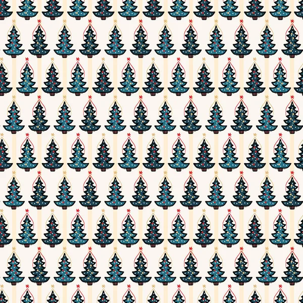 Seamless Pattern Hand Drawn Snow Star Christmas Tree Star Fir — Stock Vector