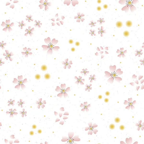 Modèle Sans Couture Fleur Cerisier Dessiné Main Japonais Style Printemps — Image vectorielle