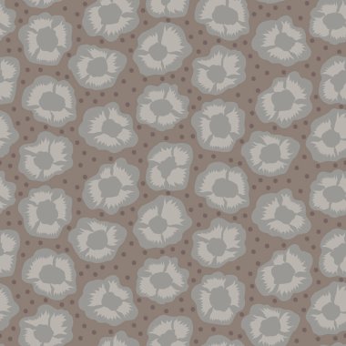 Hand drawn cherry blossom seamless pattern. Japanese spring style geo tossed floral background. Soft grey neutral tones. All over print for asian zakka garden home decor, fashion. Vector swatch repeat