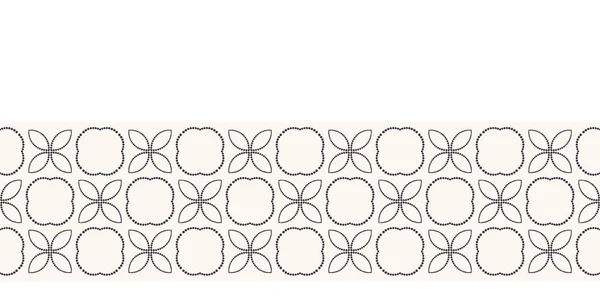 Border pattern hand drawn ornamental azulejo mosaic background. Geometric monochrome stripe. Intricate line art ribbon edging trim. Seamless. — Stock Photo, Image