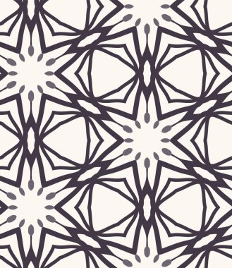 Kusursuz desen. El çizilmiş soyut kış kar taneleri. Ekru arka planda şık kristal yıldızlar. Zarif boho tatil baskı her yerinde. Şenlikli hediye ambalaj kağıt yule illüstrasyon. Vektör ve saat.