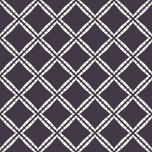 원활한 벡터 패턴. 손으로 그린 사각형 격자 격자. 지리적 배경 반복. 흑백 표면 디자인 섬유 시계입니다. 현대 기하학적 격자 검은 흰색 벽지. 인쇄를 통해 연결됨 — 스톡 벡터