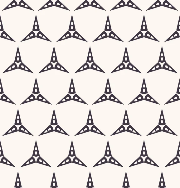 Patrón sin costura dibujado a mano triángulo estrella cuadrícula fondo. Impresión geométrica monocromática allover. Vector geo swatch — Vector de stock