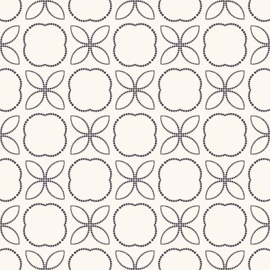 Dikişsiz desen el çizilmiş yaprakları çiçek trellis ızgara arka plan. Geometrik monokrom allover baskı. Vektör geo swatch