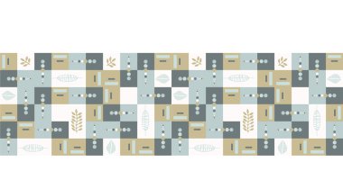 Dikişsiz vektör kenarlığı deseni. El çizilmiş kare geometrik mozaik ızgara. Modern retro afiş döşeme kenar.