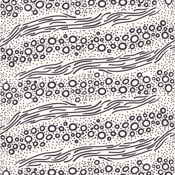 Seamless pattern hand drawn ornamental wave stripe background. Geometric bubble water allover print. Vector line art swatch — Stock Vector