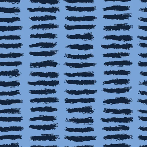 Naadloos patroon. Hand getekende gebroken strepen achtergrond. Getextureerde penseelstreek zwart-wit Indigo blauw alle Staal overdrukken — Stockvector