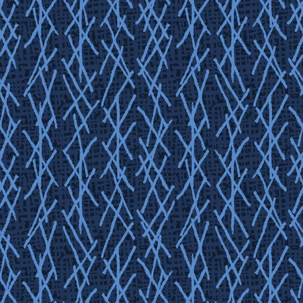 Modèle Sans Couture Bande Filet Géométrique Bleu Indigo Moderne Dessinée — Image vectorielle