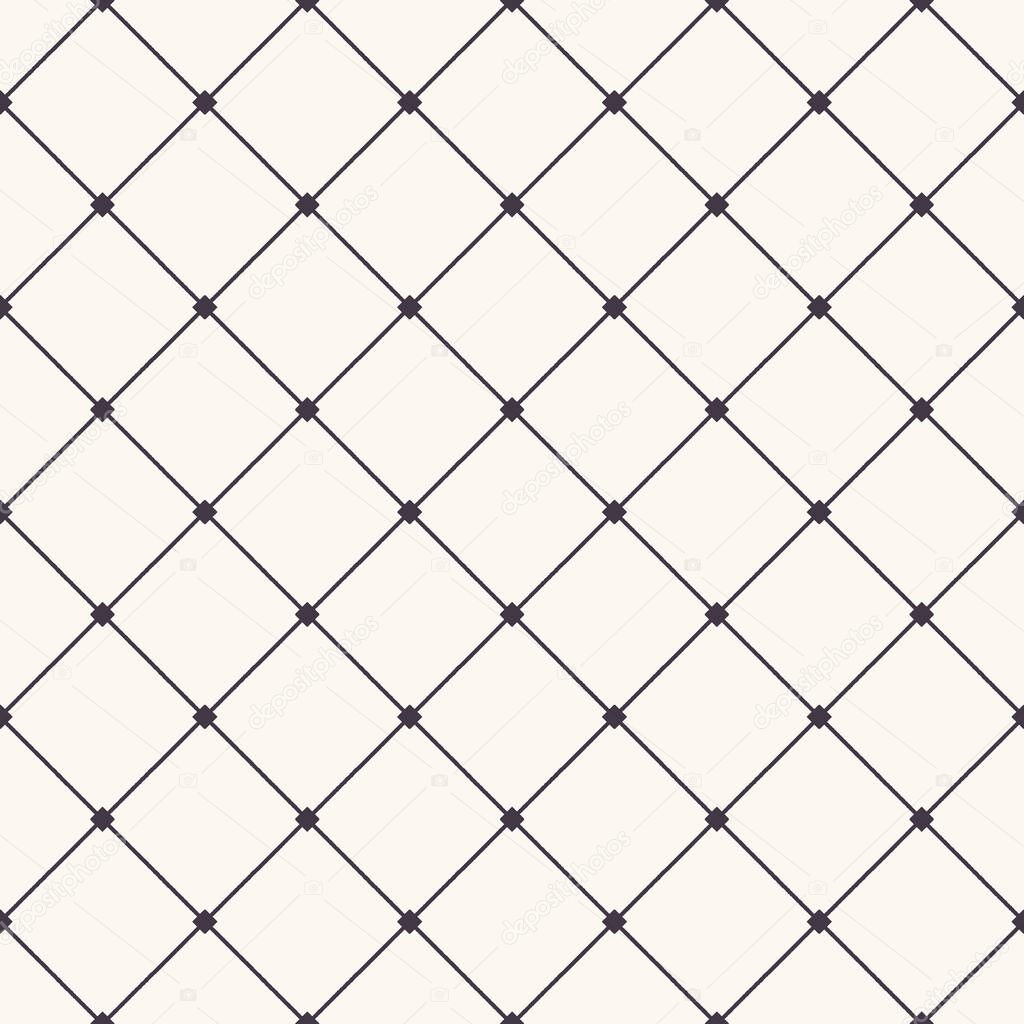 Seamless pattern hand drawn check criss cross grid. Monochrome cell allover print. Vector geo swatch
