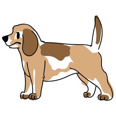 Şirin, baştan savma köpek çizimi. Çocuklar için serbest çizim köpek yavrusu, en az benek rengine sahip mürekkepli av köpeği..