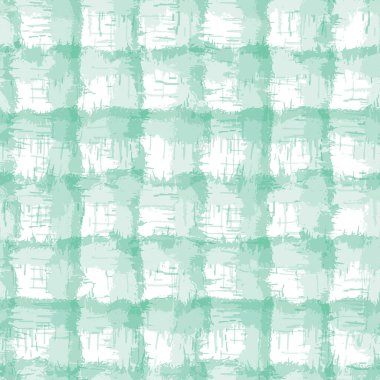 Bulanık Shibori ekose çek kravat boyası arka plan. Kusursuz desenli düzensiz çapraz çapraz beyaza direnç göstermiş. Neo nane yeşili sos boyanmış batik tekstil. Değişik desenli moda örnekleri