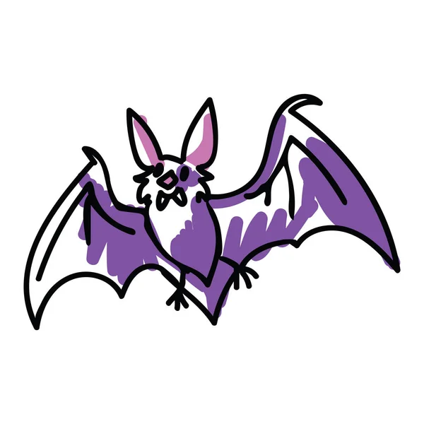 Cute Purple Halloween Bat Vector Illustration Nature Nocturnal Wildlife Spooky — 스톡 벡터