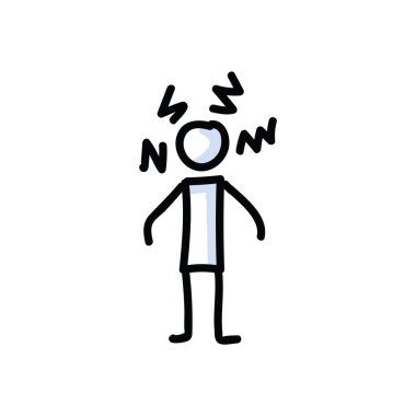 Kızgın çöp adam vektör çizimi. Elle çizilmiş kötü ruh hali stickman. Kurşun Günlük Öfkesi Klibi. 