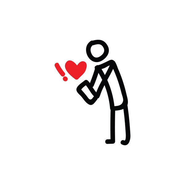 Dating App Stickman Vector Illustratie Met Hand Getekend Liefde Kogel — Stockvector