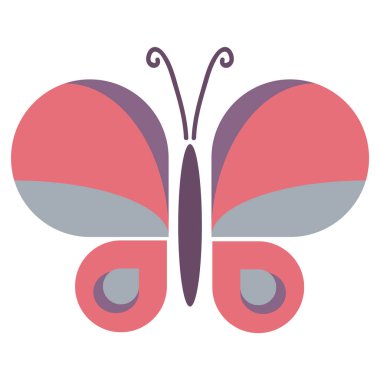 Retro geometrik kelebek vektör çizimi. 60 'ların düz renginde el yapımı bahçe böceği. Vintage böcek yaban hayatı klibiName. 