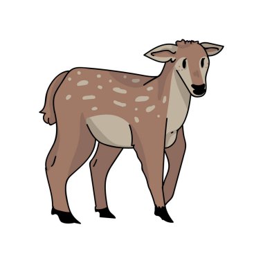 Kawaii Ormanı geyik vektör çizimi. Boynuzlu geyik. Çocuksu bir el çizimi. Oyun hayvanları için, boho çocuklar için moda, moda karalama ormanlık grafik tasarımı. 